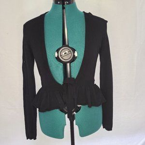 Black Ruffle Hem Tie Front Girls Cardigan